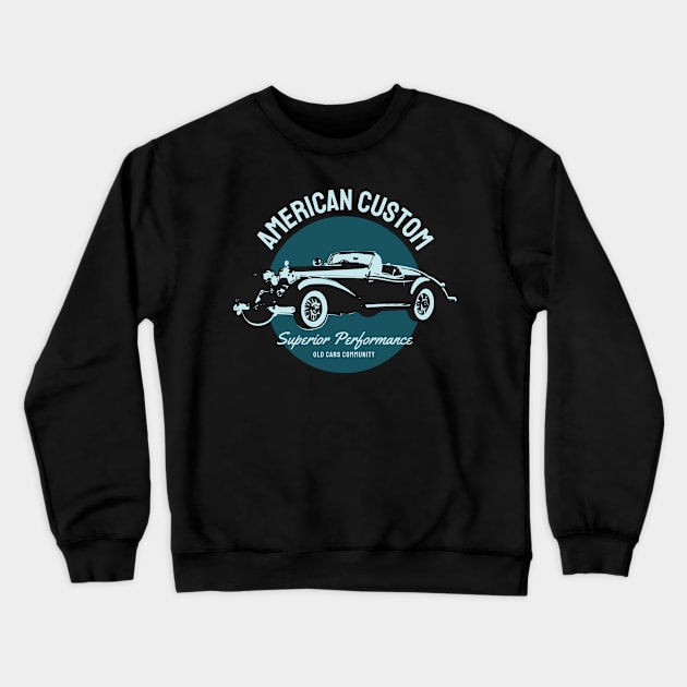 American Vintage Cars Crewneck Sweatshirt by Kingdom Arts and Designs